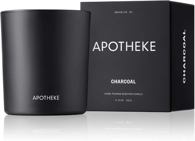 APOTHEKE Signature Scented Candles for Home, Charcoal - 10.5 oz - Soy Wax, Non Toxic, Large Jar Black - Luxury Candle Gifts for Women & Men - Cedarwood, Sandalwood, Oud, and Amber - Image 3